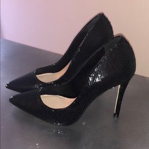Black sequined heels